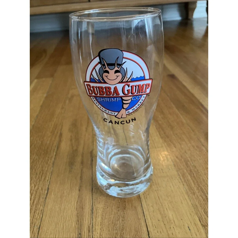 Cancun Bubba Gump Shrimp Co 22 oz Tall Beer / Soda Glass Cancun 7.75” Pilsner
